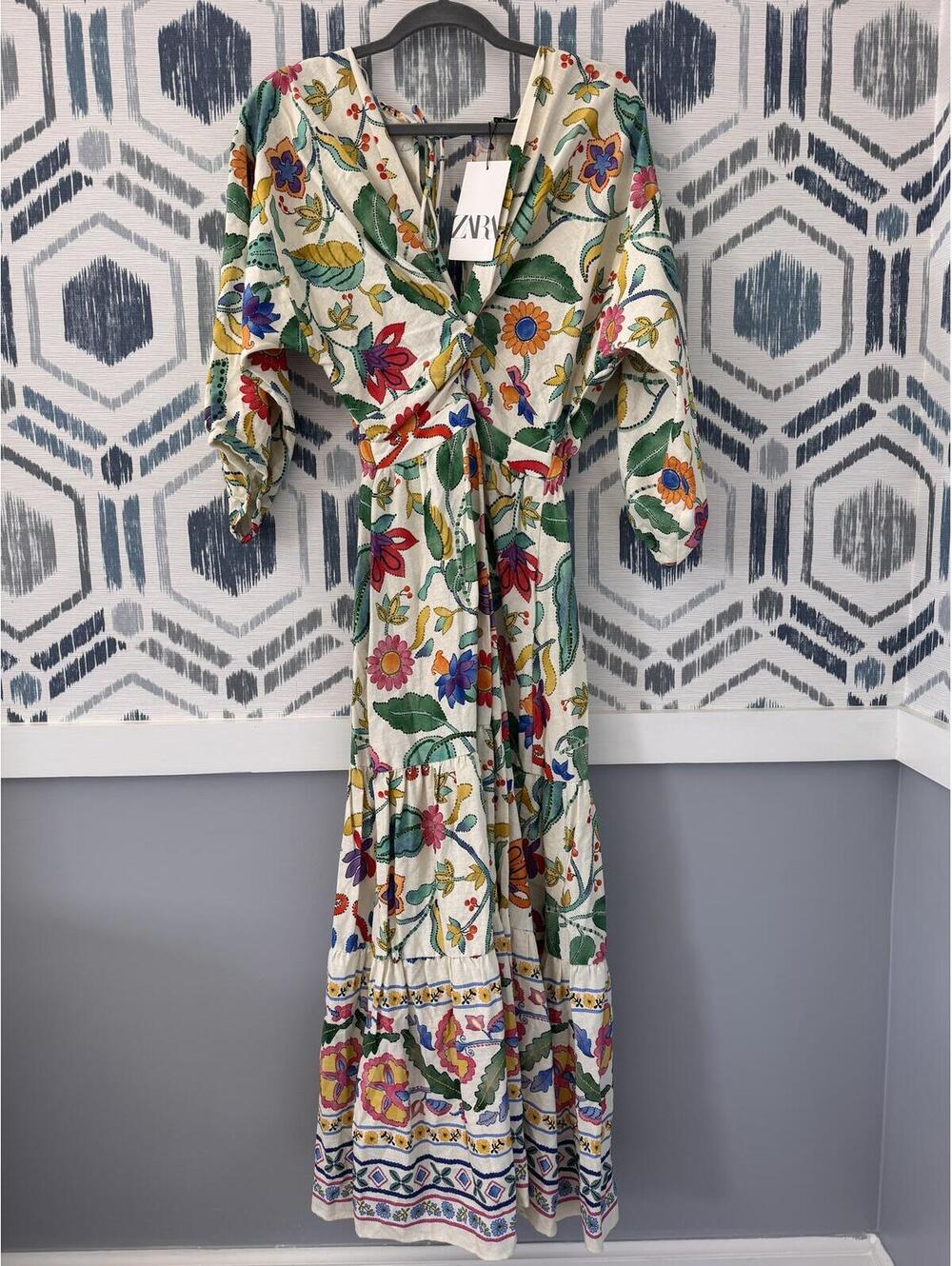 NWT ZARA Floral Printed Linen Blend Maxi - Picture 3 of 6